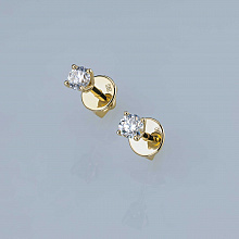 14K Yellow Gold Earring Studs with 2 Round-Cut Lab-Created Diamonds 0.609 CT.TW