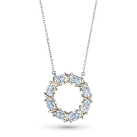 14K White and Yellow Gold Necklace with 16 Round-Cut Lab-Created Diamonds 0.576 CT.TW - изображение 1