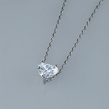 14K White Gold Pendant with 1 A heart-Cut Lab-Created Diamond 1.5 CT.TW
