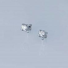 14K White Gold Earring Studs with 2 Round-Cut Lab-Created Diamonds 0.298 CT.TW