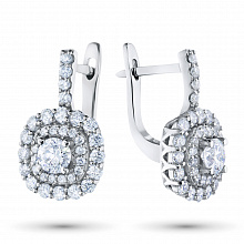 14K White Gold Earrings with 74 Round-Cut Lab-Created Diamonds 1.54 CT.TW