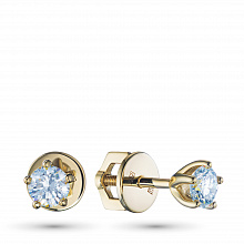 14K Yellow Gold Earring Studs with 2 Round-Cut Lab-Created Diamonds 0.558 CT.TW