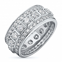 14K White Gold Ring with 84 Round-Cut Lab-Created Diamonds 2.986 CT.TW