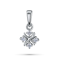 Sterling Silver Pendant with 4 Round-Cut Lab-Created Diamonds 0.111 CT.TW - изображение 1