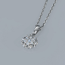 14K White Gold Pendant with 13 Round-Cut Lab-Created Diamonds 0.297 CT.TW