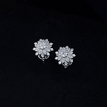 14K White Gold Earring Studs with 56 Round-Cut Lab-Created Diamonds 0.825 CT.TW