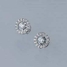 14K White Gold Earring Studs with 26 Round-Cut Lab-Created Diamonds 0.511 CT.TW