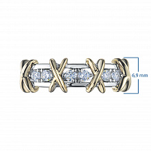 14K White and Yellow Gold Ring with 6 Round-Cut Lab-Created Diamonds 0.317 CT.TW
