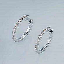 Sterling Silver Earrings with 20 Round-Cut Lab-Created Diamonds 0.265 CT.TW