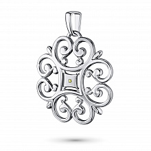 Sterling Silver Pendant with 1 Round-Cut Lab-Created Diamond 0.008 CT.TW