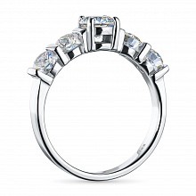 14K White Gold Ring with 5 Round-Cut Lab-Created Diamonds 1.331 CT.TW