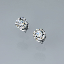 Sterling Silver Earring Studs with 26 Round-Cut Lab-Created Diamonds 0.769 CT.TW