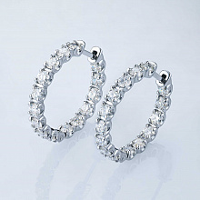 14K White Gold Earrings with 30 Round-Cut Lab-Created Diamonds 3.303 CT.TW