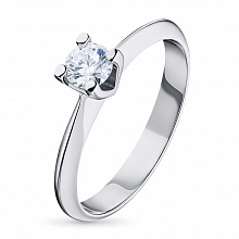 Sterling Silver Ring with 1 Round-Cut Lab-Created Diamond 0.299 CT.TW