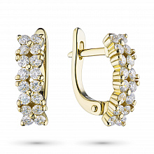 Yellow Gold Earrings with 32 Round-Cut Diamonds 0.764 CT.TW