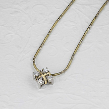 14K White and Yellow Gold Pendant with 4 Round-Cut Lab-Created Diamonds 0.249 CT.TW