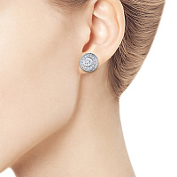 White Gold Earring Studs with 80 Round-Cut Lab-Created Diamonds 1.245 CT.TW - изображение 3