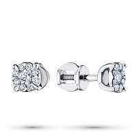 14K White Gold Earring Studs with 18 Round-Cut Lab-Created Diamonds 0.4 CT.TW - изображение 1