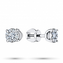 14K White Gold Earring Studs with 18 Round-Cut Lab-Created Diamonds 0.454 CT.TW