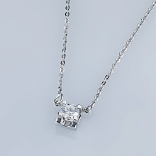 Sterling Silver Necklace with 1 Round-Cut Lab-Created Diamond 0.256 CT.TW