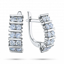 14K White Gold Earrings with 20 Round-Cut Lab-Created Diamonds 1.336 CT.TW