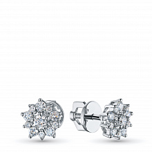 14K White Gold Earring Studs with 22 Round-Cut Lab-Created Diamonds 0.518 CT.TW