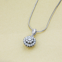 14K White Gold Pendant with 25 Round-Cut Lab-Created Diamonds 0.779 CT.TW - изображение 4