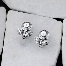 Sterling Silver Earrings with 2 Round-Cut Diamonds 0.009 CT.TW