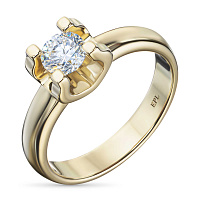 Yellow Gold Ring with 1 Round-Cut Lab-Created Diamond 1.23 CT.TW - изображение 2