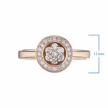 14K Rose Gold Ring with 27 Round-Cut Lab-Created Diamonds 0.26 CT.TW