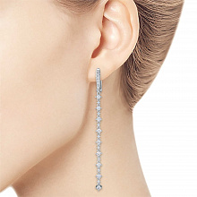 14K White Gold Earrings with 48 Round-Cut Lab-Created Diamonds 1.057 CT.TW