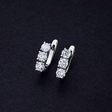 14K White Gold Earrings with 6 Round-Cut Lab-Created Diamonds 1.084 CT.TW