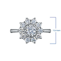 14K White Gold Ring with 11 Round-Cut Lab-Created Diamonds 0.851 CT.TW - изображение 3