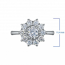 14K White Gold Ring with 11 Round-Cut Lab-Created Diamonds 0.819 CT.TW