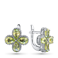 Sterling Silver Earrings with 8 Pear-Cut Chrysolites 3.455 CT.TW - изображение 1