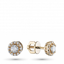 14K Yellow Gold Earring Studs with 26 Round-Cut Lab-Created Diamonds 0.709 CT.TW