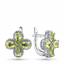 Sterling Silver Earrings with 8 Pear-Cut Chrysolites 3.455 CT.TW