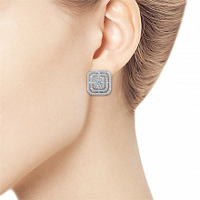 14K White Gold Earrings with 154 Round-Cut Lab-Created Diamonds 1.412 CT.TW