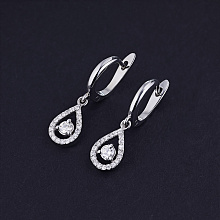 14K White Gold Earrings with 42 Round-Cut Lab-Created Diamonds 1.295 CT.TW