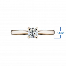 Yellow Gold Ring with 1 Round-Cut Diamond 0.9 CT.TW