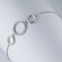 Sterling Silver Bracelet with 24 Round-Cut Lab-Created Diamonds 0.158 CT.TW