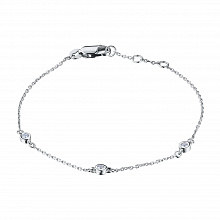 Sterling Silver Bracelet with 3 Round-Cut Lab-Created Diamonds 0.124 CT.TW