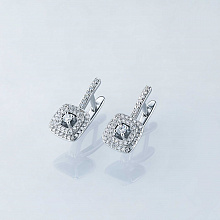 14K White Gold Earrings with 96 Round-Cut Lab-Created Diamonds 0.641 CT.TW