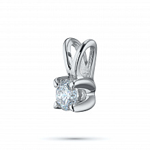 White Gold Pendant with 1 Round-Cut Diamond 0.156 CT.TW
