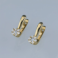 14K Yellow Gold Earrings with 14 Round-Cut Lab-Created Diamonds 0.305 CT.TW - изображение 4