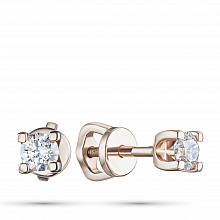14K Rose Gold Earring Studs with 2 Round-Cut Lab-Created Diamonds 0.649 CT.TW