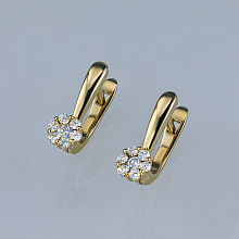 14K Yellow Gold Earrings with 14 Round-Cut Lab-Created Diamonds 0.38 CT.TW