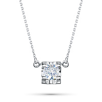 White Gold Necklace with 1 Round-Cut Diamond 0.175 CT.TW - изображение 1