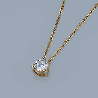 14K Yellow Gold Pendant with 1 Round-Cut Lab-Created Diamond 1.15 CT.TW - изображение 7