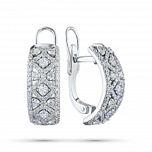 14K White Gold Earrings with 178 Round-Cut Lab-Created Diamonds 1.846 CT.TW